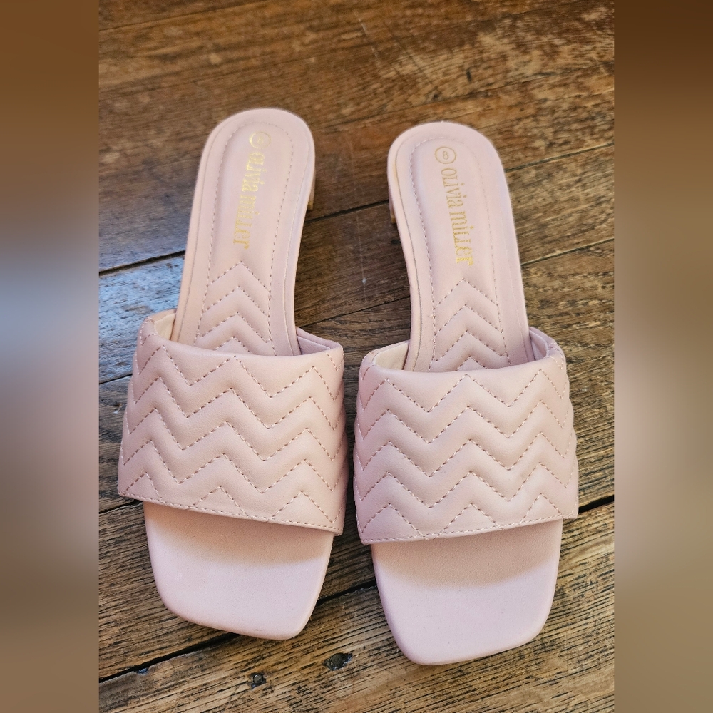 Olivia Miller Jael Pink Quilted Heeled Sandals